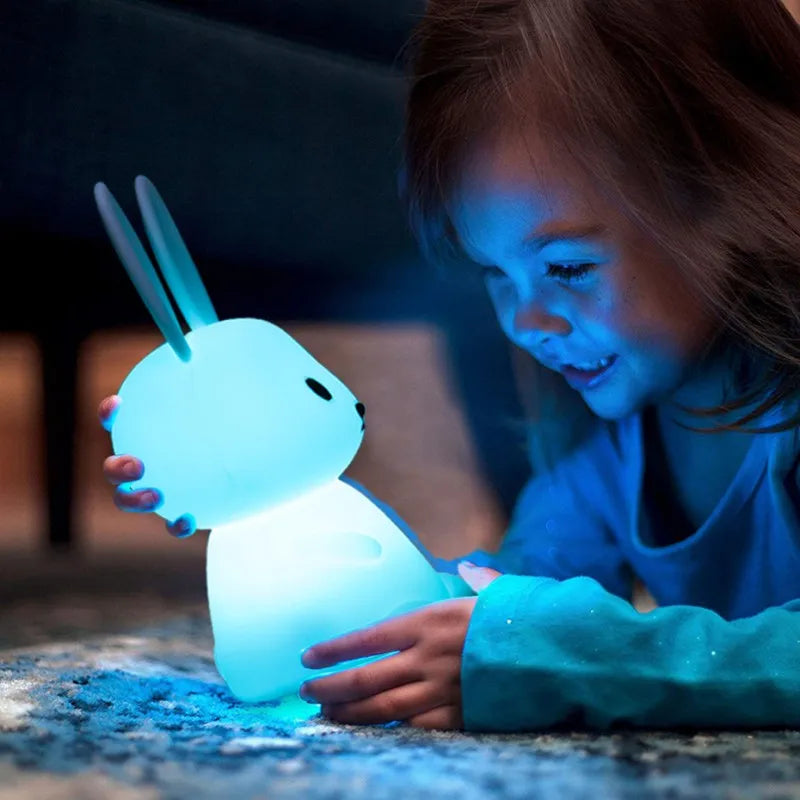 GlowBunny ™ Touch Night Light - Soft Silicone Rabbit Lamp se 7 barvami a časovač pro děti a dětské pokoje