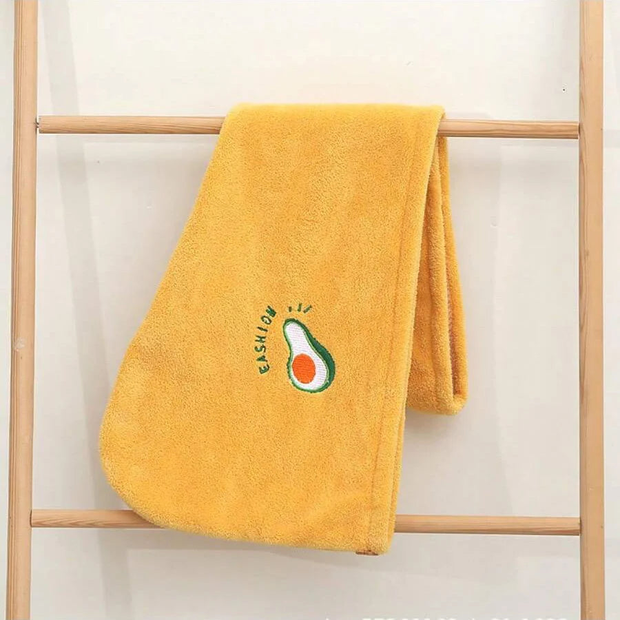 Lunvail™刺繍コーラルフリースヘアドライキャップ - 女性用の超吸収性クイックドライタオル