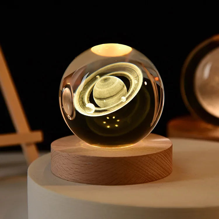 🌌 3DギャラクシークリスタルボールLEDナイトライトUSB充電式|暖かい光|ホームデコレーション&ギフト