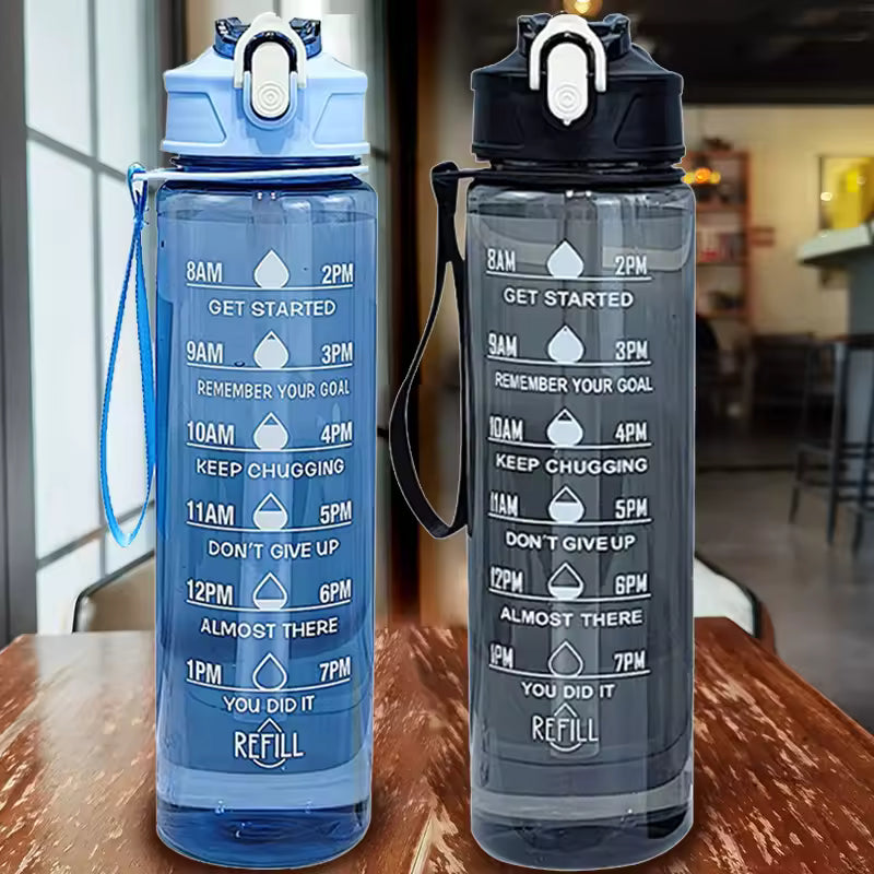 Lunvail™800mlスポーツウォーターボトル - フィットネス、旅行、毎日の水分補給のための時間マーキング付きの漏れ防止BPAフリーボトル