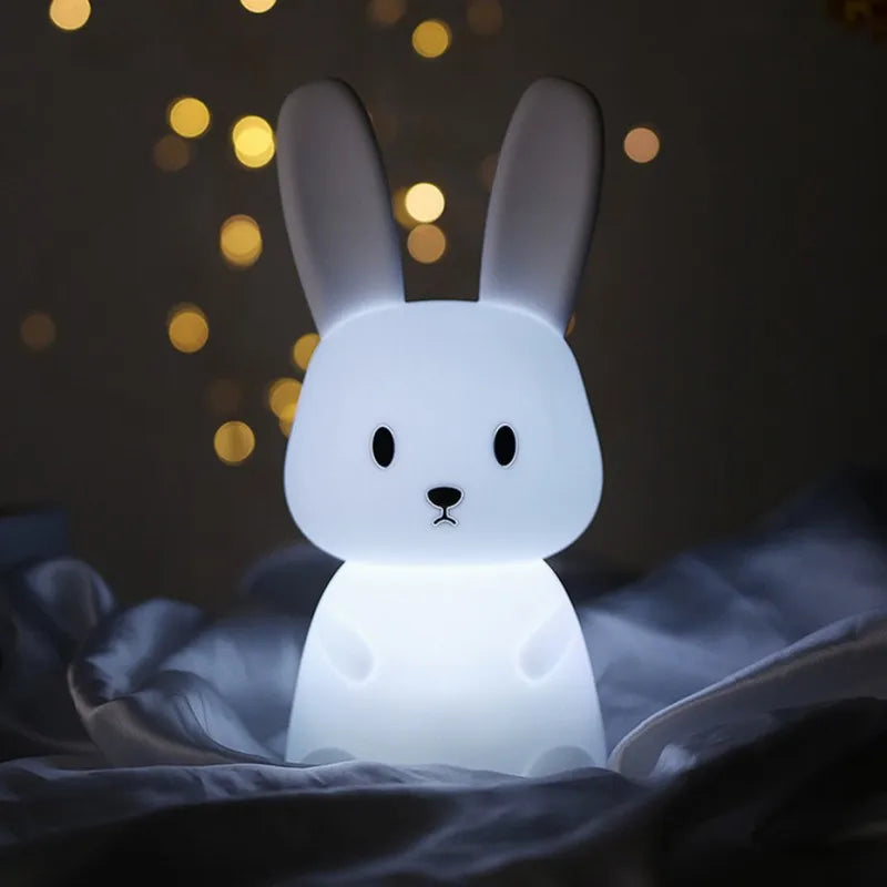 GlowBunny ™ Touch Night Light - Soft Silicone Rabbit Lamp se 7 barvami a časovač pro děti a dětské pokoje
