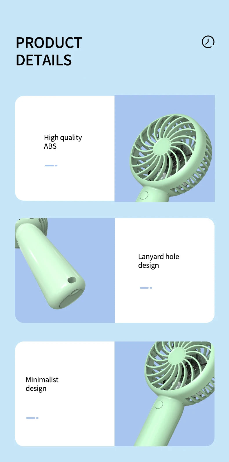 Mini přenosný ruční ventilátor - USB dobíjecí a tichý společník chlazení