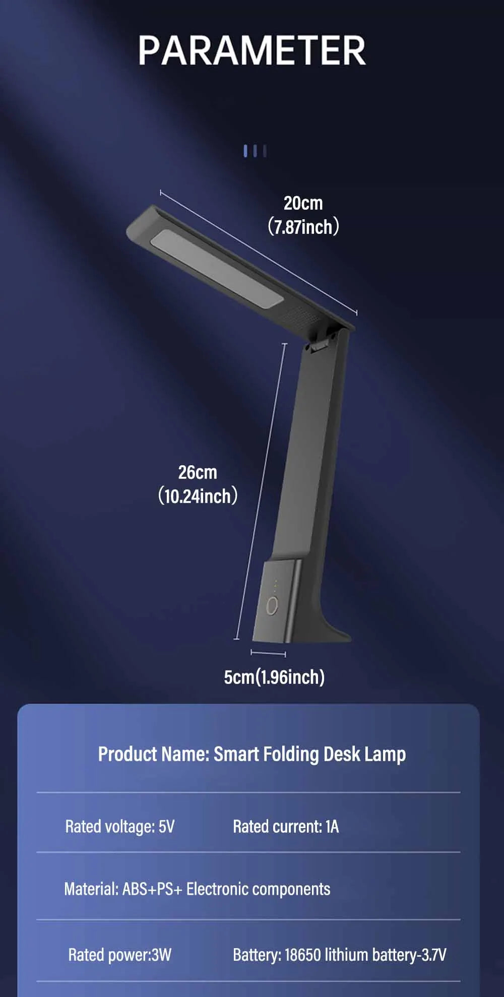 Skládací LED stolní lampa-USB dobíjecí dotyková ovládání, ochrana očí, stmívatelné 3-barevné světlo pro studium, kancelář a lůžko