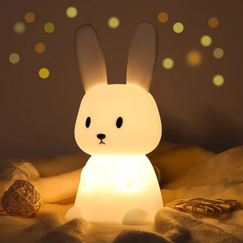 GlowBunny ™ Touch Night Light - Soft Silicone Rabbit Lamp se 7 barvami a časovač pro děti a dětské pokoje