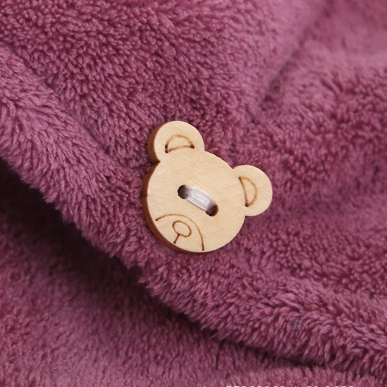 Lunvail™刺繍コーラルフリースヘアドライキャップ - 女性用の超吸収性クイックドライタオル