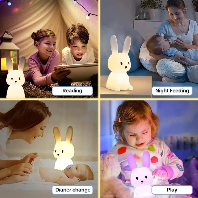 GlowBunny ™ Touch Night Light - Soft Silicone Rabbit Lamp se 7 barvami a časovač pro děti a dětské pokoje