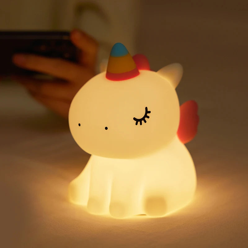 🦄 ضوء ليلي LED من السيليكون على شكل وحيد القرن