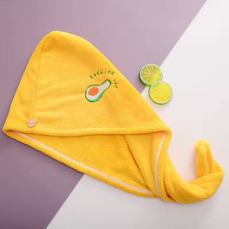 Lunvail™刺繍コーラルフリースヘアドライキャップ - 女性用の超吸収性クイックドライタオル