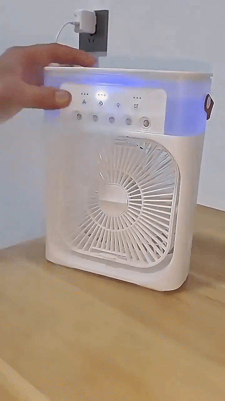 3-in-1 Portable Air Cooler Fan – LED Night Light, Humidifier & USB-Powered Mini AC