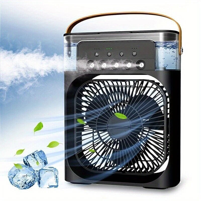 3-in-1 Portable Air Cooler Fan – LED Night Light, Humidifier & USB-Powered Mini AC