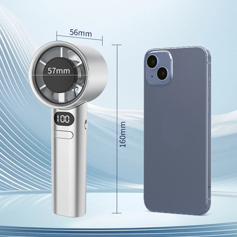 🚀 Fan Mini Bladeless Mini Luas-USB Rechargeable, Ultra-Quiet, Dlúth