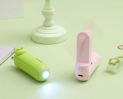 lunvail™かわいいミニポータブルファン - 折りたたみ可能、USBリカルゲイ可能、3速