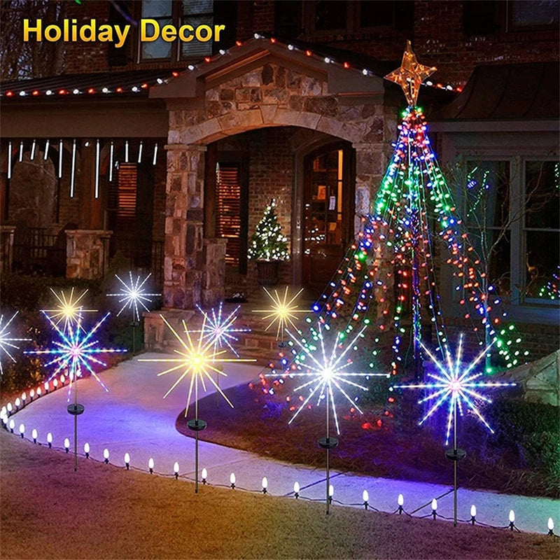 <tc>Lunvail</tc>™ Feu d'artifice solaire – Lampe d'extérieur à 200 LED en fil de cuivre pour jardin, mur, terrasse et événements
