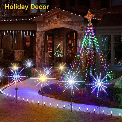 <tc>Lunvail</tc>™ Feu d'artifice solaire – Lampe d'extérieur à 200 LED en fil de cuivre pour jardin, mur, terrasse et événements