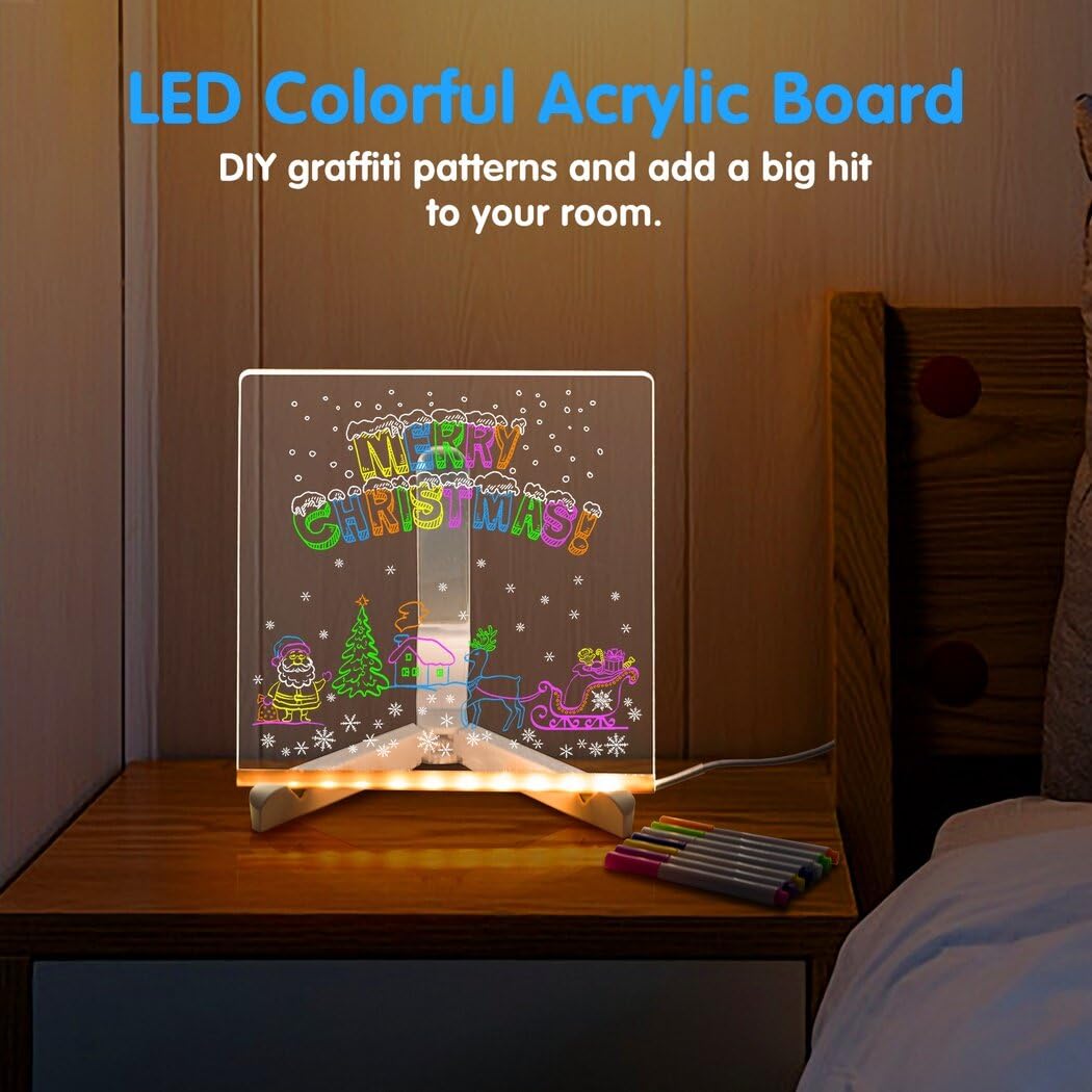 🖍️ Tee-se-itse LED-akryylinen viestitaulun yövalo – hauska, luova ja muokattavissa!