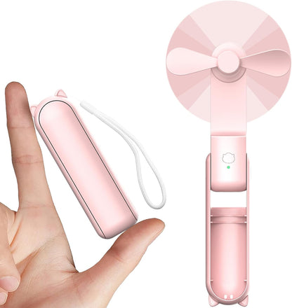 lunvail™ポータブルミニUSB充電式ハンドヘルドファン -  3速、折りたたみ式、旅行準備