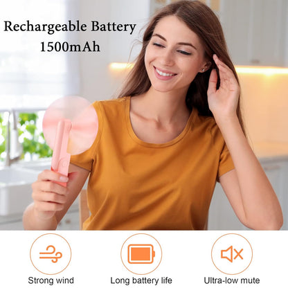 lunvail™ポータブルミニUSB充電式ハンドヘルドファン -  3速、折りたたみ式、旅行準備