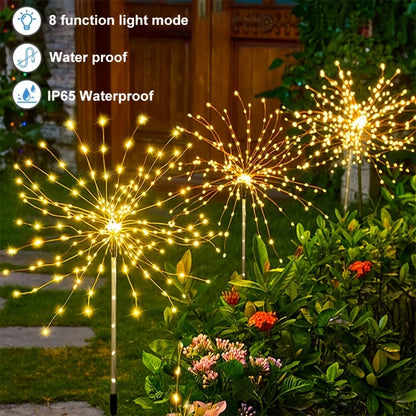 <tc>Lunvail</tc>™ Feu d'artifice solaire – Lampe d'extérieur à 200 LED en fil de cuivre pour jardin, mur, terrasse et événements