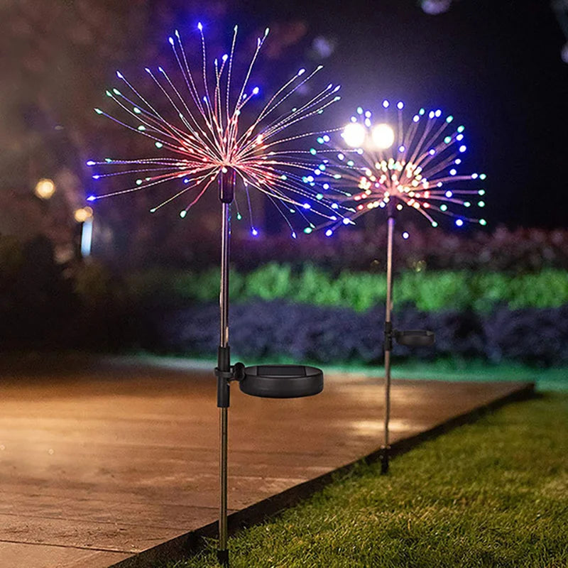 <tc>Lunvail</tc>™ Feu d'artifice solaire – Lampe d'extérieur à 200 LED en fil de cuivre pour jardin, mur, terrasse et événements