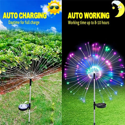 <tc>Lunvail</tc>™ Feu d'artifice solaire – Lampe d'extérieur à 200 LED en fil de cuivre pour jardin, mur, terrasse et événements