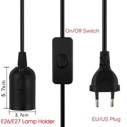 E27スイッチと1.8mコード付きのプラグインランプソケット