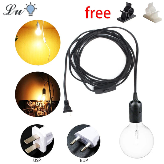 Soicéad lampa plug-in E27 le lasc & corda 1.8m