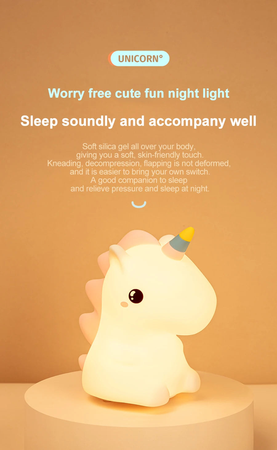 🦄 Veilleuse LED en silicone Licorne