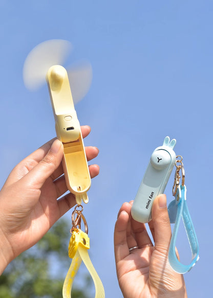 lunvail™かわいいミニポータブルファン - 折りたたみ可能、USBリカルゲイ可能、3速