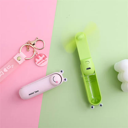 lunvail™かわいいミニポータブルファン - 折りたたみ可能、USBリカルゲイ可能、3速