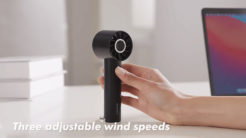 GAIATOP Portable Mini Fan with LED Display & Flashlight – 3 Speeds, USB Rechargeable, Handheld & Desktop Cooling