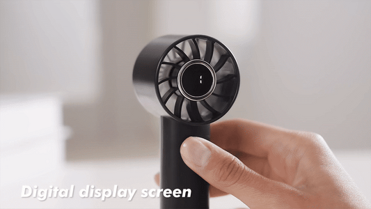 LEDディスプレイと懐中電灯を備えたGaiatopポータブルミニファン -  3速、USB充電式、ハンドヘルド＆デスクトップ冷却