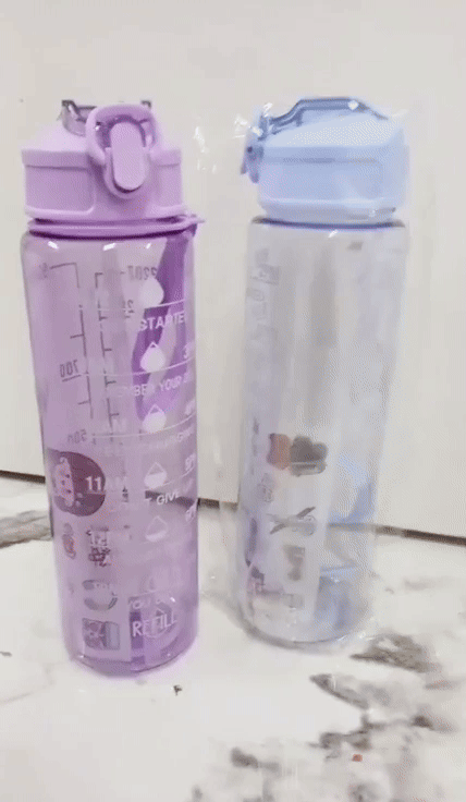 Lunvail™800mlスポーツウォーターボトル - フィットネス、旅行、毎日の水分補給のための時間マーキング付きの漏れ防止BPAフリーボトル