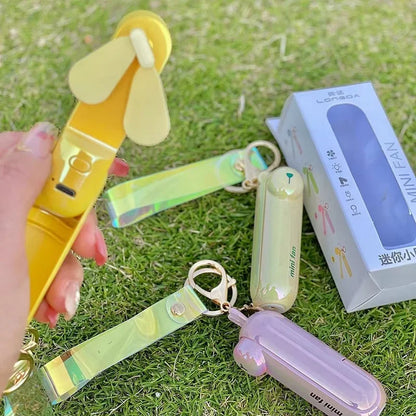 lunvail™かわいいミニポータブルファン - 折りたたみ可能、USBリカルゲイ可能、3速