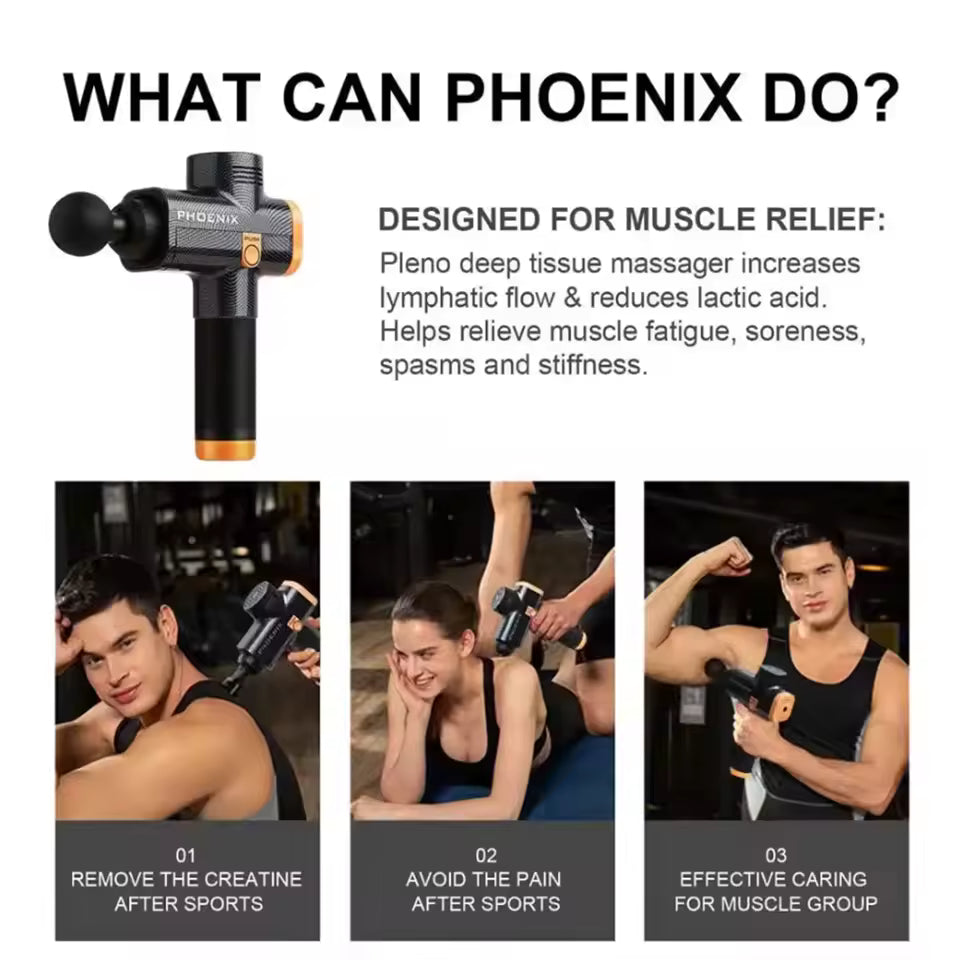 Phoenix A2ディープティッシュマッサージガン - ポータブルハンドヘルドマッスルリラクゼーションバイブレーター