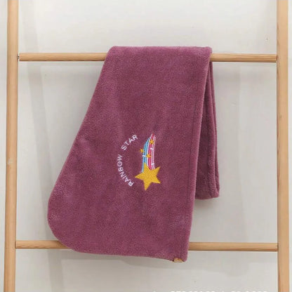 Lunvail™刺繍コーラルフリースヘアドライキャップ - 女性用の超吸収性クイックドライタオル