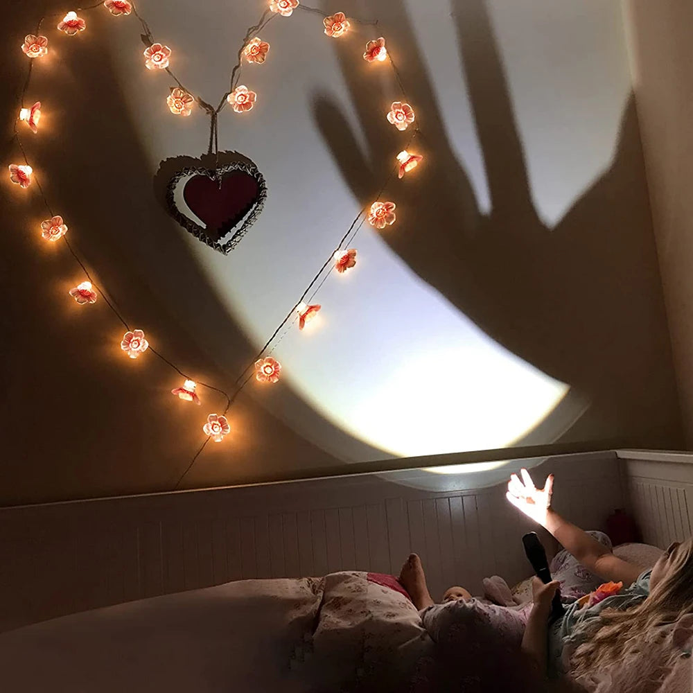 <tc>Lunvail</tc>™ Soilse Sí Bláth Silíní Bándearg LED 3M/2M – Solas Teaghráin USB &amp; Ceallraí (20/30 LED)