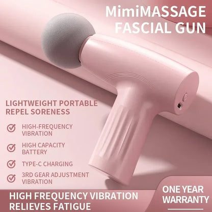 Minibliss™ピンクマッサージガン - 全身筋肉の救済と旅行用のコンパクトな深いティッシュマッサージャー（USB充電式）