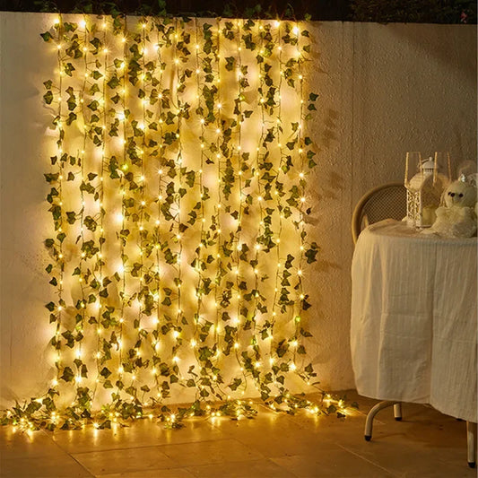 LUNVAIL ™ Green Leaf Fairy String Lights - Batteridriven LED Garland för trädgård, bröllop och semesterdekor