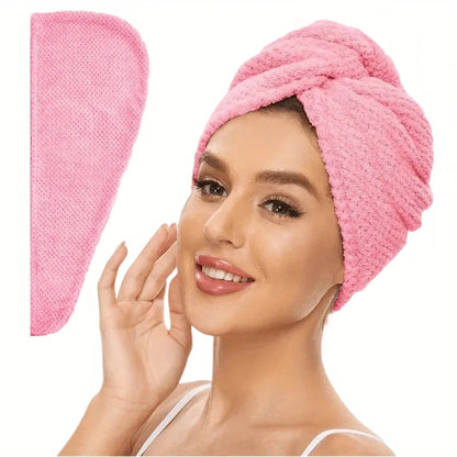 Lunvail™ソリッドカラーヘアタオルラップ - 高速乾燥と縮れ制御用の超吸収性テクスチャーキャップ