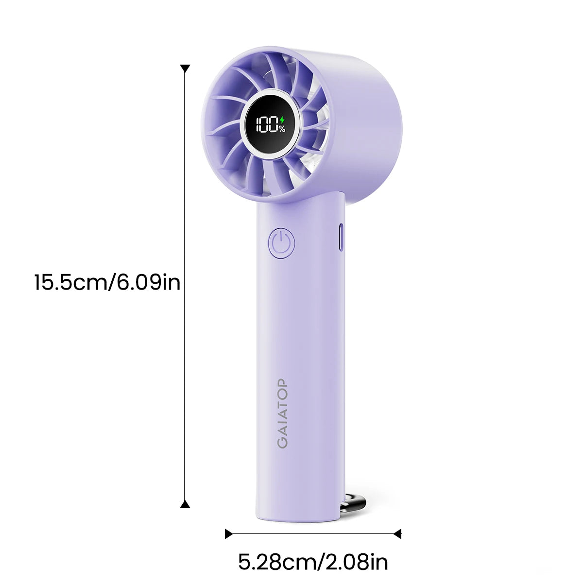 GAIATOP Portable Mini Fan with LED Display & Flashlight – 3 Speeds, USB Rechargeable, Handheld & Desktop Cooling