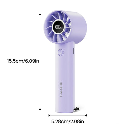 GAIATOP Portable Mini Fan with LED Display & Flashlight – 3 Speeds, USB Rechargeable, Handheld & Desktop Cooling