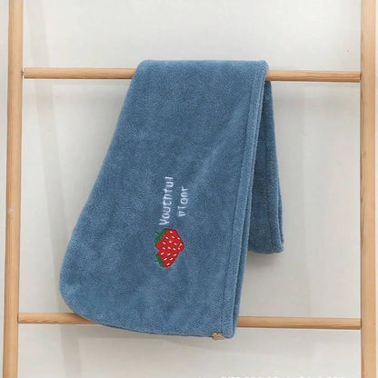 Lunvail™刺繍コーラルフリースヘアドライキャップ - 女性用の超吸収性クイックドライタオル
