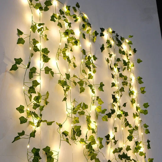 LUNVAIL ™ Green Leaf Fairy String Lights - Batteridriven LED Garland för trädgård, bröllop och semesterdekor