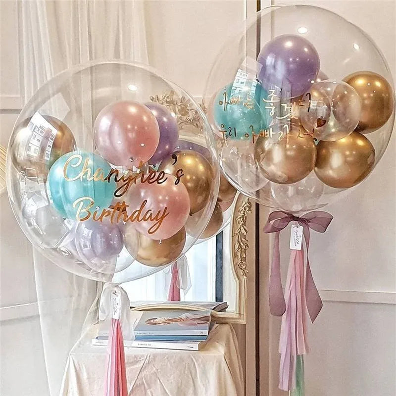 🎈 <tc>Lunvail</tc>™ Balúin BOBO Trédhearcacha – 10 bpíosa Balúin Mboilgeog Glan (8–24 Orlach)