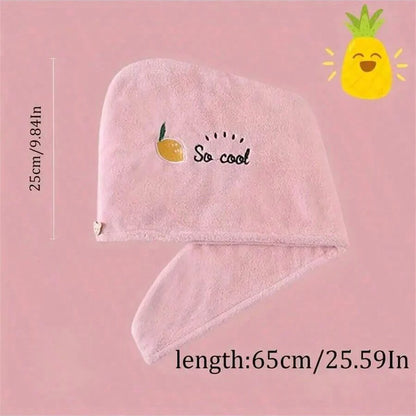 Lunvail™刺繍コーラルフリースヘアドライキャップ - 女性用の超吸収性クイックドライタオル