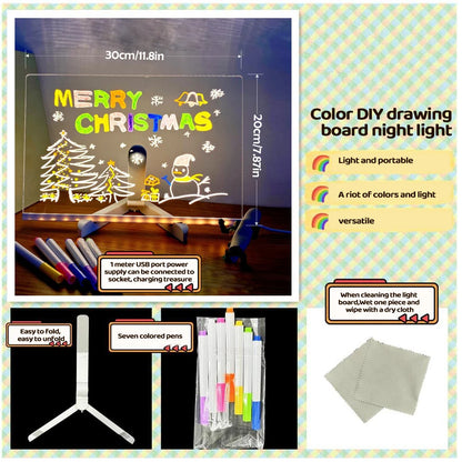 🖍️ Tee-se-itse LED-akryylinen viestitaulun yövalo – hauska, luova ja muokattavissa!