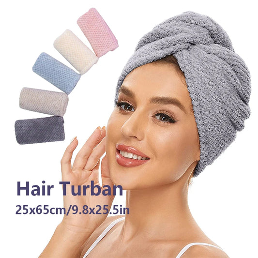 Lunvail™ソリッドカラーヘアタオルラップ - 高速乾燥と縮れ制御用の超吸収性テクスチャーキャップ