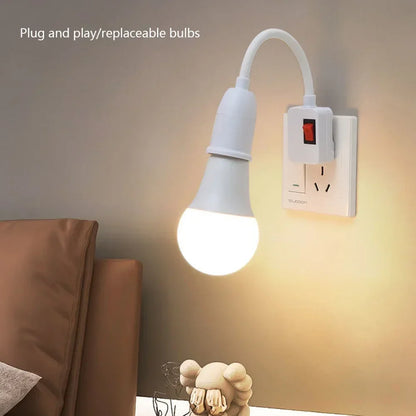 E27 Plug-in LED Light Socket s přepínačem-360 ° rotující držák lampy pro použití a výstupní použití | EU/US Plug