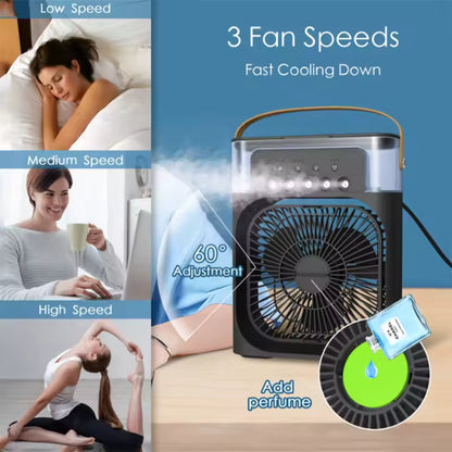 مروحة برودة الهواء المحمولة 3 في 1-LED Night Light و Manidifier و USB Mini AC
