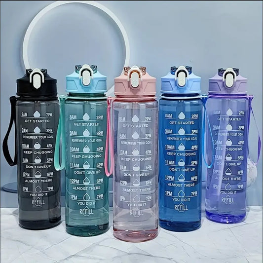 Lunvail™800mlスポーツウォーターボトル - フィットネス、旅行、毎日の水分補給のための時間マーキング付きの漏れ防止BPAフリーボトル